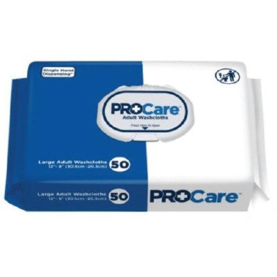 ProCare Washcloth Wipe, 8"x12", Soft Pack, 50 Pack, Vitamin E/Aloe, CRW-050 - Case of 600