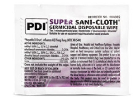 PDI Super Sani-Cloth Germicidal Disposable Wipe, LG, Individual, 5" x 8", BX/50