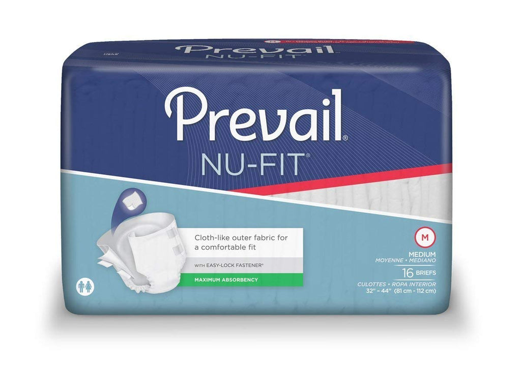 Incontinent Brief Prevail Tab Closure Medium Disposable Moderate Absorbency, CS/96