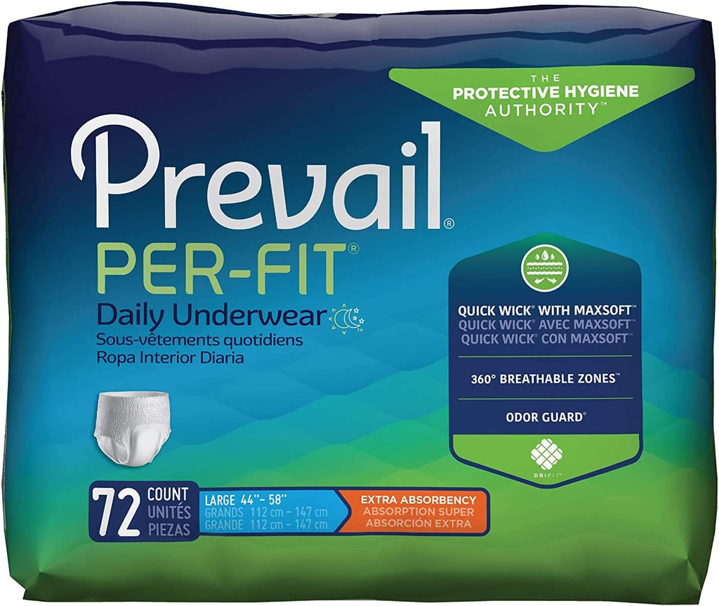 First Quality Adult Absorbent Underwear Prevail Per-Fit Pull On Large Disposable Moderate Absorbency Pack of 18
