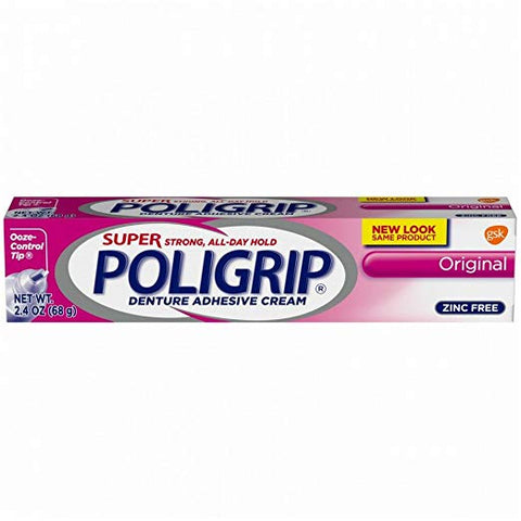 SUPER POLIGRIP Denture Adhesive Cream Original 2.40 oz (Pack of 4)