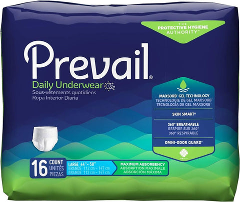 Prevail Super Plus Absorbency Underwear Size: Large, Pack of 16
