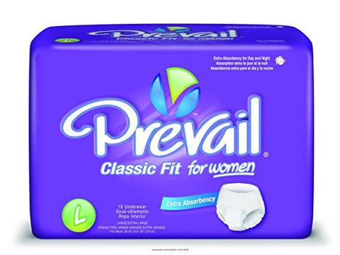 Prevail Underwear for Women, Classic Fit Womens Large, (1 CASE, 72 EACH)
