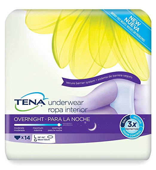 TENA Overnight Underwear, Large, 14 Count (Pack of 4)