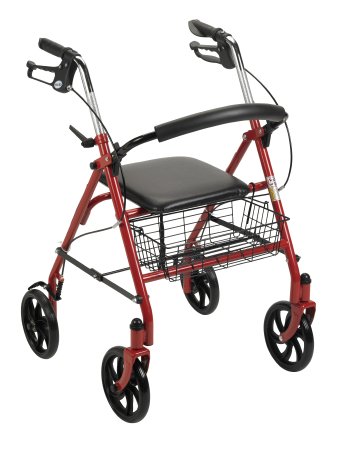 McKesson Drive 4 Wheel Rollator 31 to 37 Inch Red Folding Steel 31 to 37 Inch