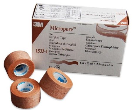 3M Medical Tape MicroporePaper 1" X 10 Yards NonSterile (#1533-1, Sold Per Box)