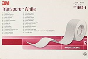 3M 1534-1 Transpore White Tape, 12 Rolls