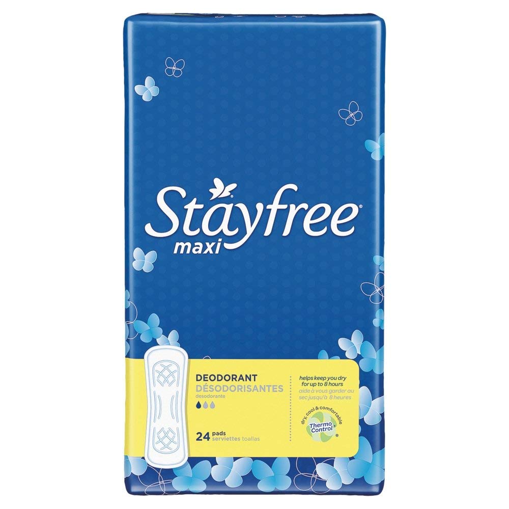 Stayfree Maxi Deodorant Pads , 24 CT (Pack of 8)