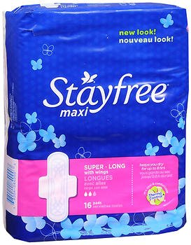 Stayfree Maxi Bundle, Super Long with Wings, 16 pads each (2 items)