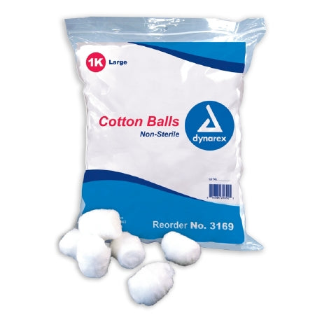 Dynarex Cotton Ball Large, Non-Sterile, 1000 Count