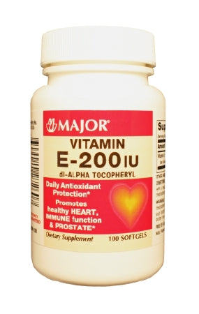 Major - Vitamin E Supplement - 200 IU Strength - Softgel - 100 per Bottle