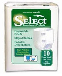 Select Disposable Briefs, Select Disp Brfs Xtra Sm, (1 CASE, 100 EACH)