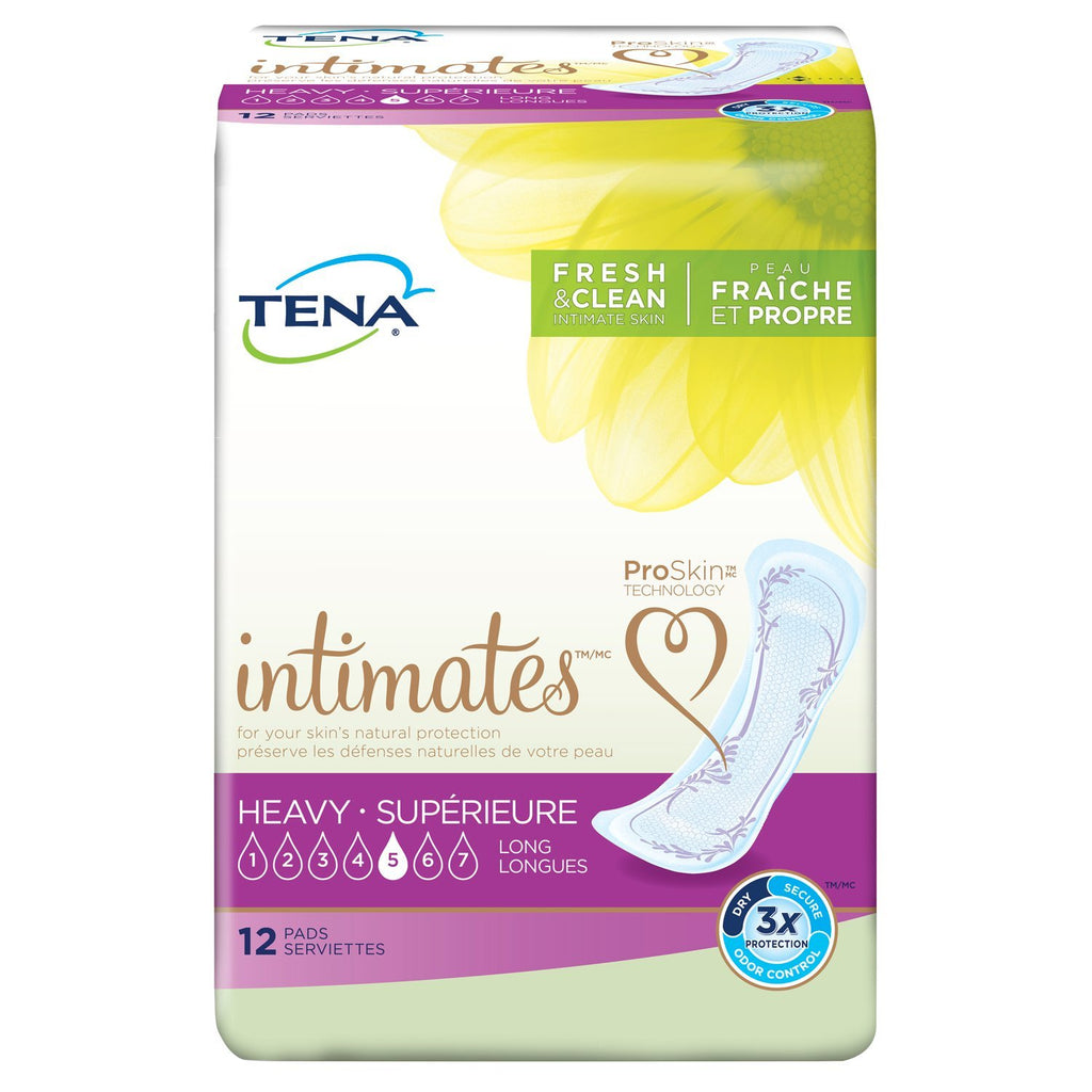 TENA Incontinence Pads for Women, Heavy, Long, 12 Count (Pack of 6)