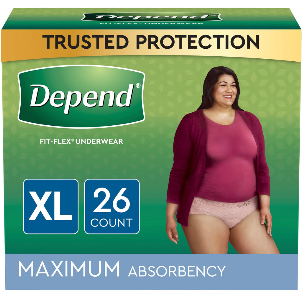 Depend FIT-FLEX Incontinence Underwear for Women, Maximum Absorbency, XL, 26 ...
