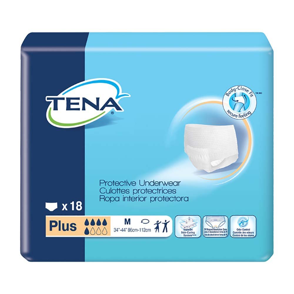 Tena protective underwear, plus absorbency, medium, 72239 - 18/pack, 4 packs