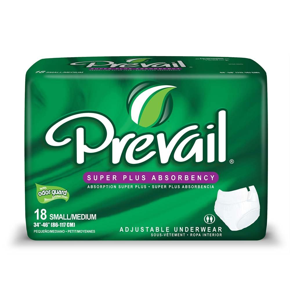 Prevail Protective Underwear with Extra and Super Absorbency-Adjustable, Small/Medium,72/Case