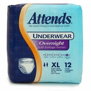 Attends Overnight Protective Underwear with Leakage Barriers, Medium 34" - 44"