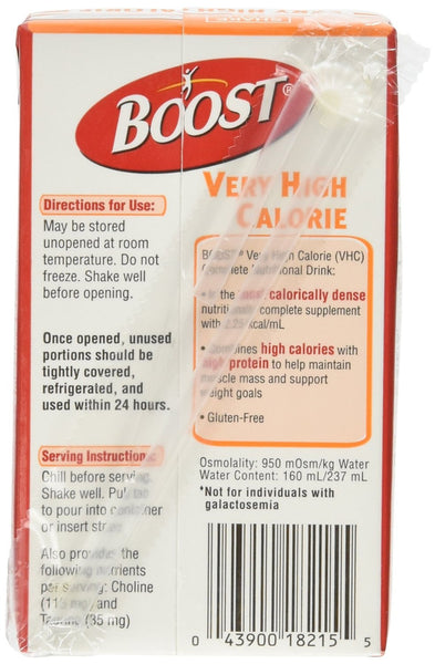 Nestle Boost® 4390018216 VHC -Very High Calorie, Very Vanilla 237 mL (8 fl oz), 27/case