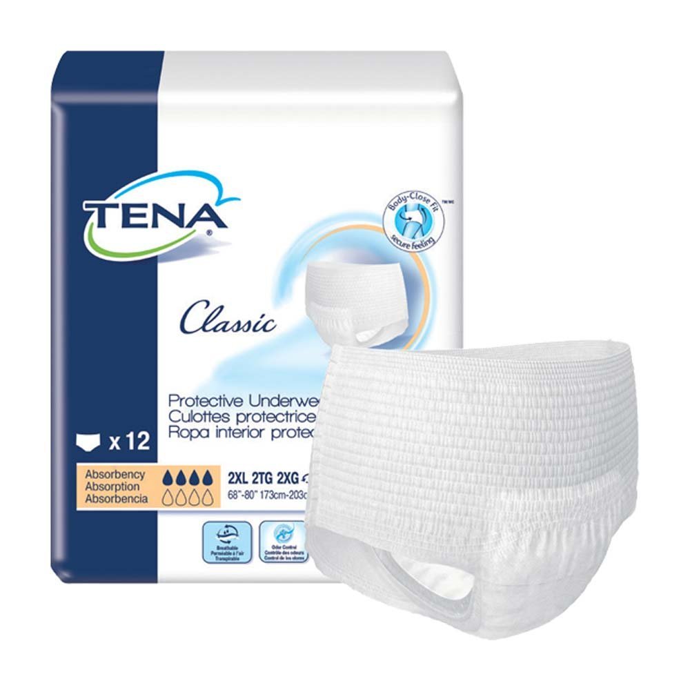 SCA 72517 Tena Classic Protective Underwear, XXL (68-80"), CS/48 (4 Packs of 12)