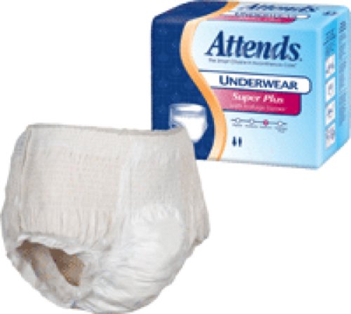 Attends Super Plus Absorbency Protective Underwear with Leakage Barriers, Medium (34"-44", 120-175 lbs) (Bag of 20 Each)