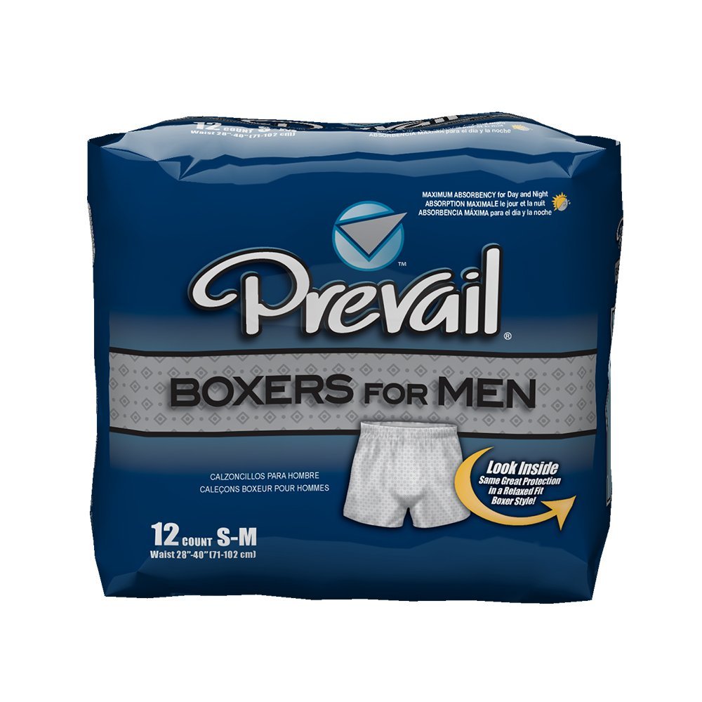 First Quality PBM-512 Prevail Pull-On Mens Boxers, Max Abs, Medium 28-40, PK/12