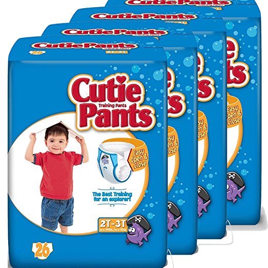 Cutie Pants Toddler Training Pants (Boys, Size 2T - 3T, 26-Count), Pack of 4