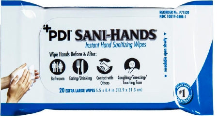 Sanitizing Skin Wipe Sani-Hands 5.5 X 8.4 " Soft Pack Alcohol