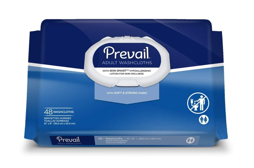Prevail Single-Hand Dispensing Feature Scented Large Washcloths,  48 Count (Pack of 12)